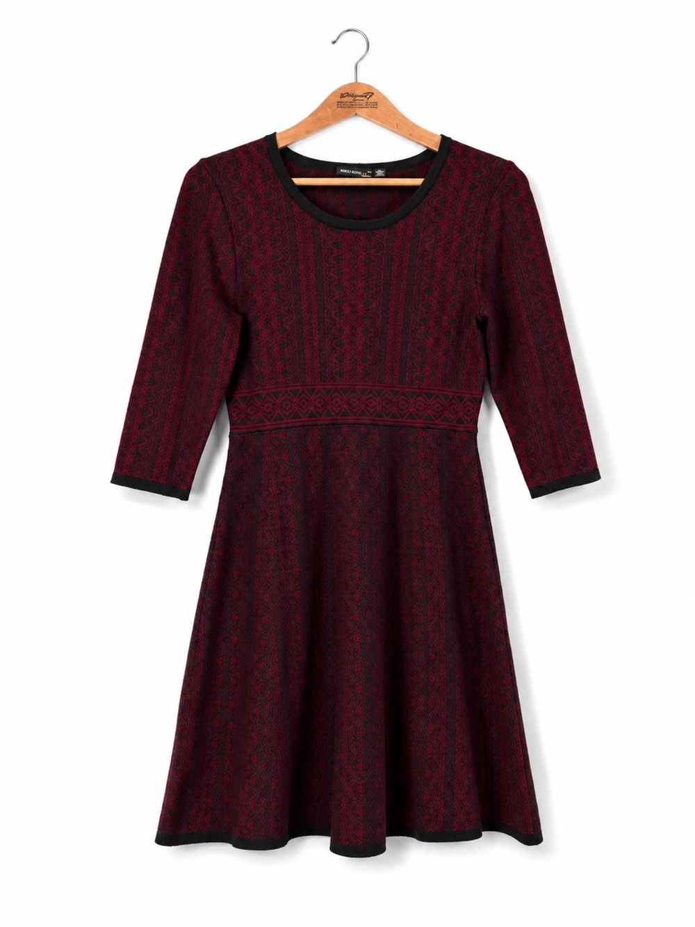 Nina Leonard Sweater Dress Structured Knit Size L Red Cocktail Evening‎ Formal